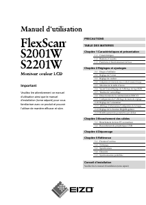 Mode d’emploi Eizo FlexScan S2001W Moniteur LCD