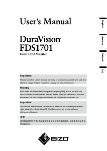 Mode d’emploi Eizo DuraVision FDS1701 Moniteur LCD