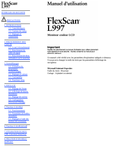 Mode d’emploi Eizo FlexScan L997 Moniteur LCD