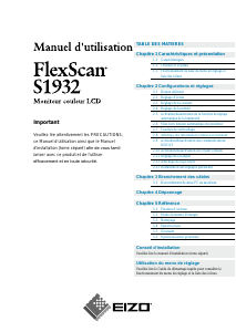 Mode d’emploi Eizo FlexScan S1932 Moniteur LCD