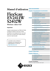 Mode d’emploi Eizo FlexScan S2402W Moniteur LCD