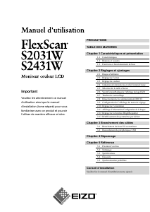 Mode d’emploi Eizo FlexScan S2031W Moniteur LCD