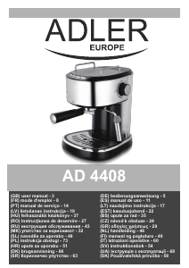 Priročnik Adler AD 4408 Espresso kavni aparat