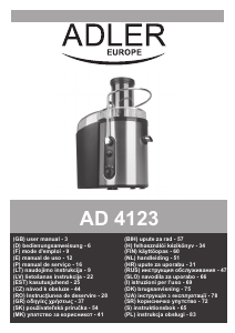 Посібник Adler AD 4123 Соковижималка