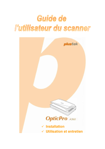 Mode d’emploi Plustek OpticPro A360 Scanner