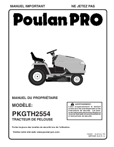 Mode d’emploi Poulan PKGTH2554 Tondeuse à gazon