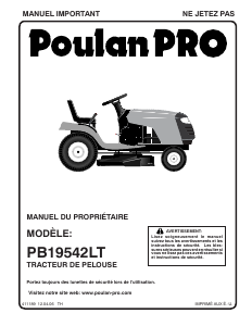 Mode d’emploi Poulan PB19542LT Tondeuse à gazon