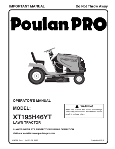 Manual Poulan XT195H46YT Lawn Mower