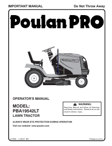 Manual Poulan PBA19542LT Lawn Mower