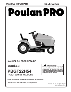 Mode d’emploi Poulan PBGT22H54 Tondeuse à gazon