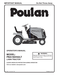 Manual Poulan PBA195H42LT Lawn Mower