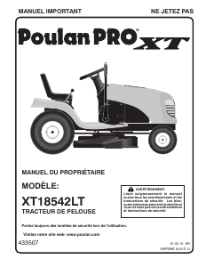 Mode d’emploi Poulan XT18542LT Tondeuse à gazon