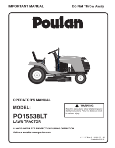 Manual Poulan PO15538LT Lawn Mower