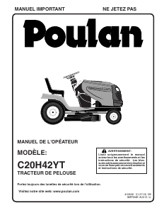 Mode d’emploi Poulan C20H42YT Tondeuse à gazon