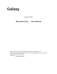 Manual Galaxy 87040 Microwave