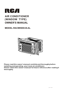 Mode d’emploi RCA RACM5000-B-AL Climatiseur