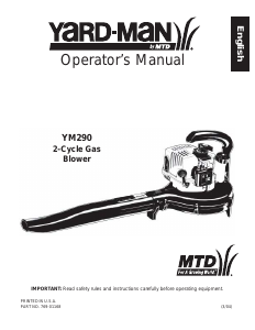 Mode d’emploi Yard-Man YM290 Souffleur