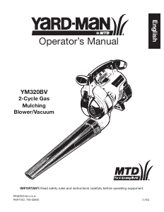Manual de uso Yard-Man YM320BV Soplador de hojas