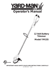 Mode d’emploi Yard-Man YM155 Coupe-herbe