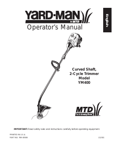 Mode d’emploi Yard-Man YM400 Coupe-herbe