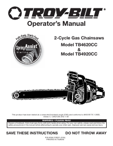 Manual de uso Troy-Bilt TB4920CC Sierra de cadena