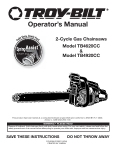 Manual Troy-Bilt TB4620CC Chainsaw