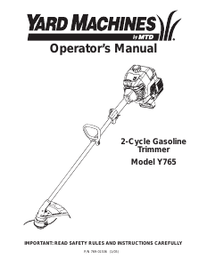 Manual Yard Machines Y765 Grass Trimmer