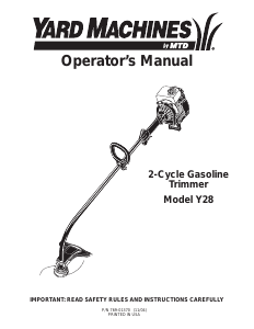 Manual de uso Yard Machines Y28 Cortabordes