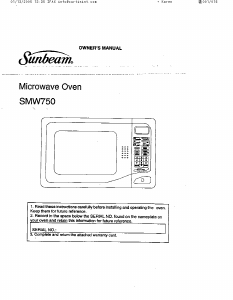Manual Sunbeam SMW750 Microwave