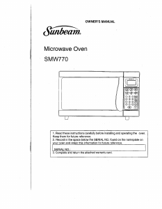 Manual Sunbeam SMW770 Microwave