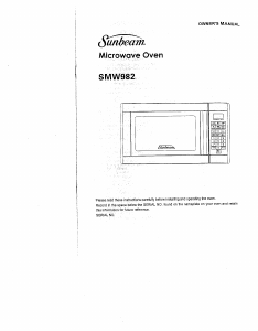 Manual Sunbeam SMW982 Microwave