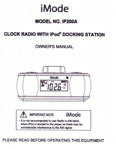 Handleiding iMode IP200A Wekkerradio