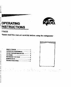 Manual Igloo FR405 Refrigerator