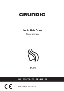 Kullanım kılavuzu Grundig HD 7081 Saç kurutma makinesi