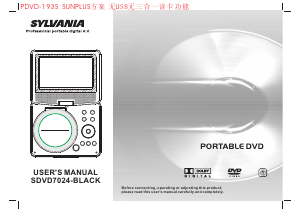 Mode d’emploi Sylvania SDVD7024-BLACK Lecteur DVD