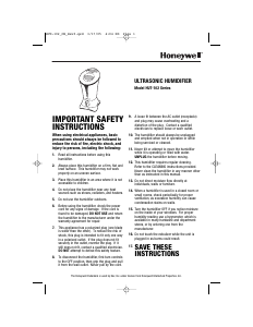 Mode d’emploi Honeywell HUT-102M Humidificateur