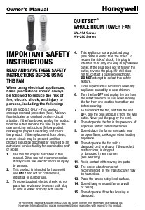 Manual Honeywell HY-254-TGT QuietSet Fan