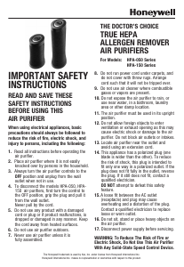 Manual Honeywell HPA-050 Air Purifier