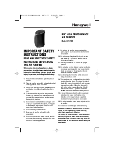 Manual Honeywell HFD-135 Air Purifier