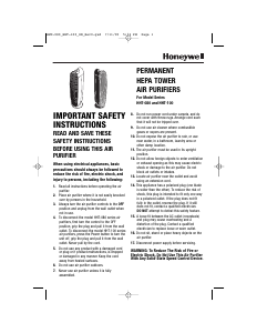 Manual Honeywell HHT-080 Air Purifier