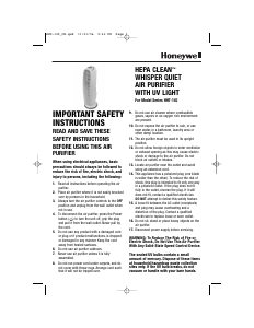 Manual Honeywell HHT-145 Air Purifier