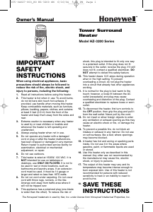 Manual de uso Honeywell HZ-3220BP Calefactor