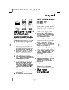 Manual Honeywell HZ-2206 Heater