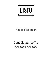 Mode d’emploi Listo CCL 103 Congélateur