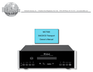 Handleiding McIntosh MCT500 CD speler