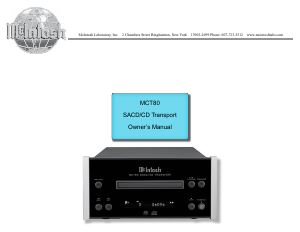 Manual McIntosh MCT80 CD Player