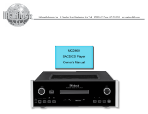 Manual McIntosh MCD600 CD Player
