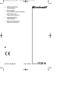 Bedienungsanleitung Einhell RT-TS 1725 U Tischsäge