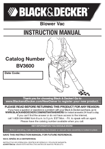 Manual de uso Black and Decker BV3600 Soplador de hojas
