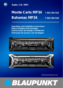 Manual de uso Blaupunkt Monte Carlo MP34 Radio para coche